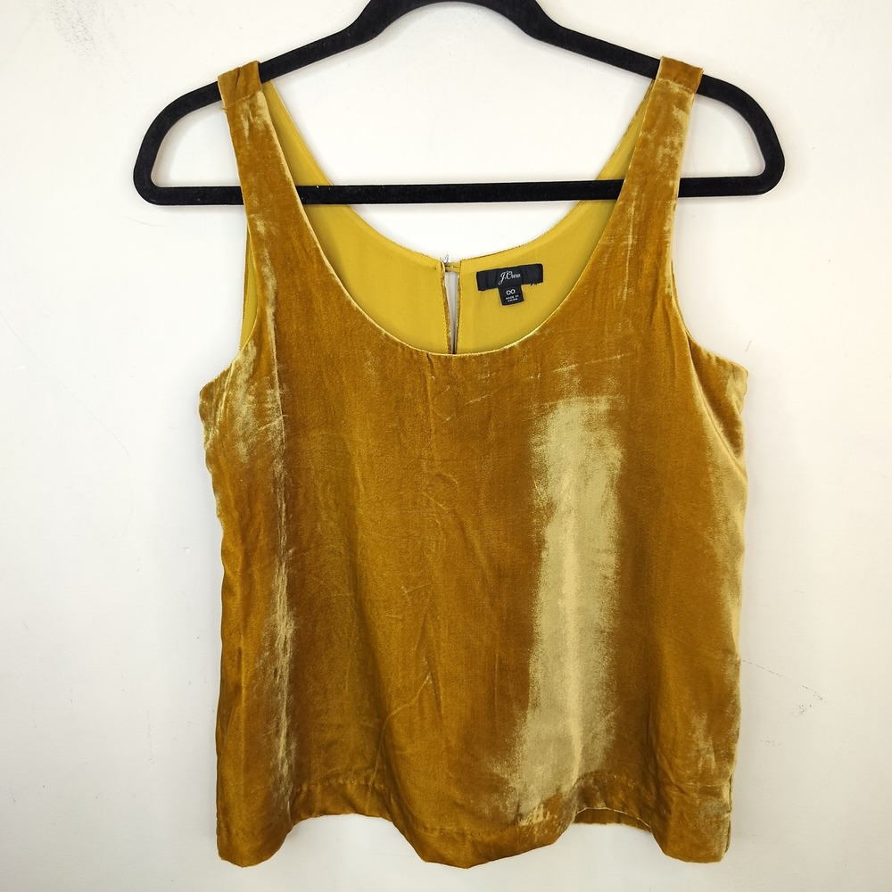 J.Crew Velvet Tank Top Size 00 Scoop Neck Party Gold Mustard
